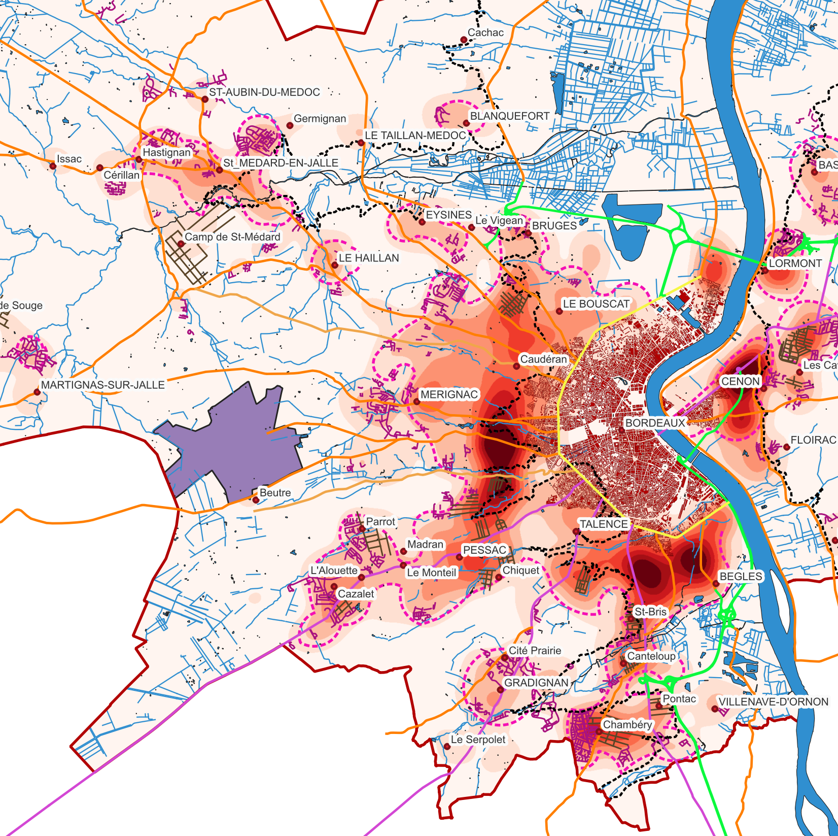 Carte archéogéographique du territoire de Bordeaux Métropole (Accord cadre/Mission 5)
